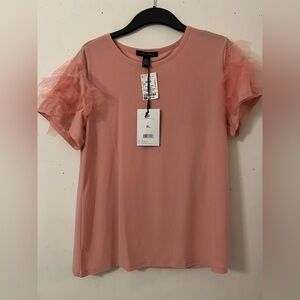 Light pink shirt with tutu tulle sleeves